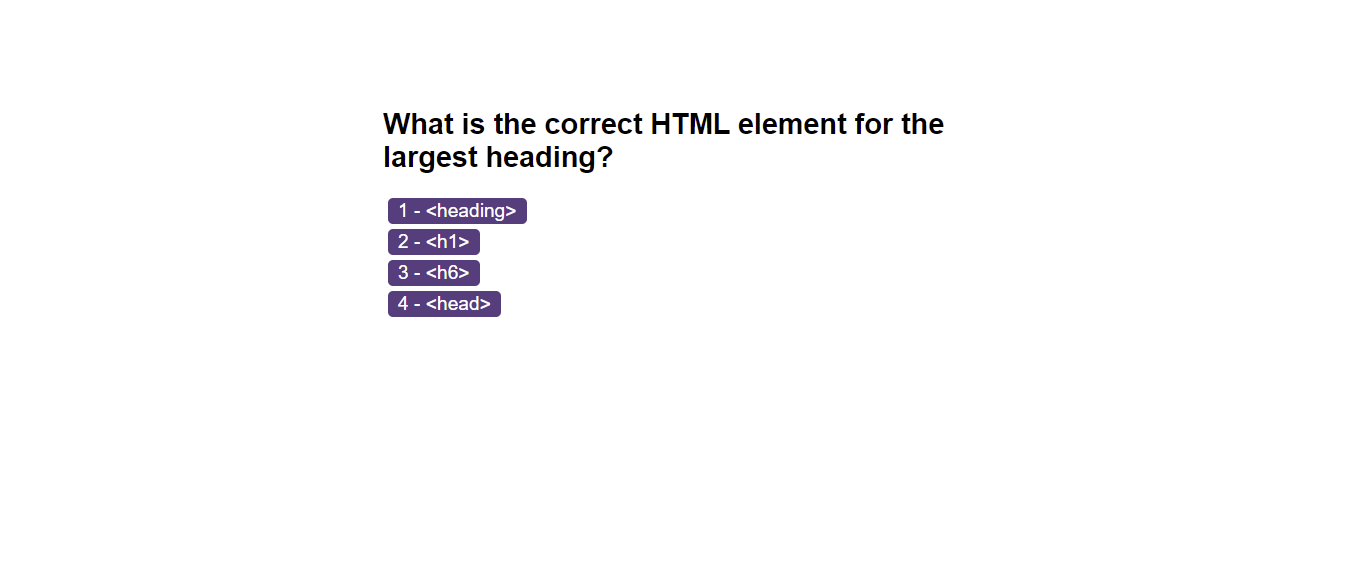 Screenshot of question page