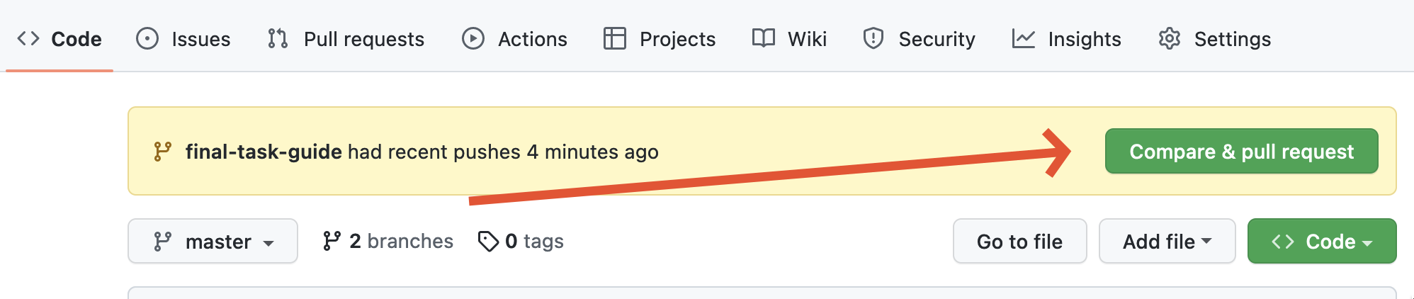 Start creating a new pull request