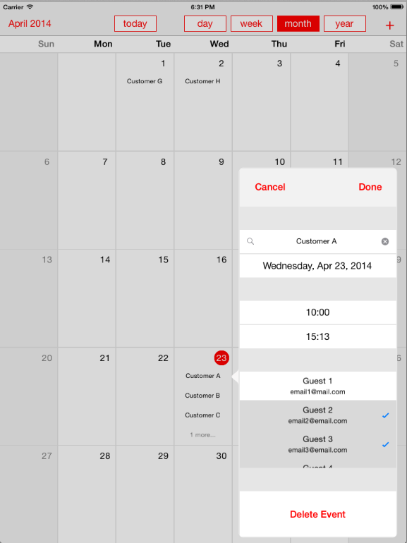 Monthly Calendar for iOS
