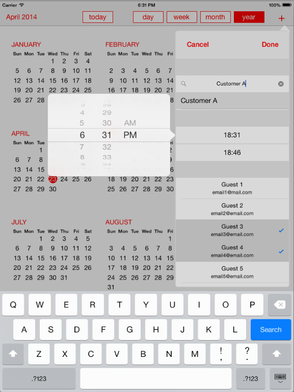 Yearly Calendar for iOS