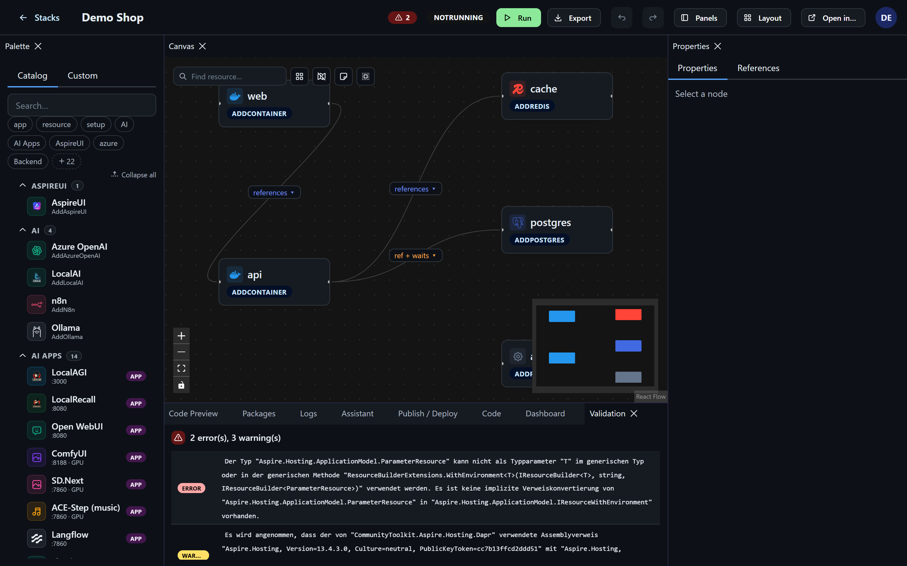AspireUI editor — GitHub Dark theme