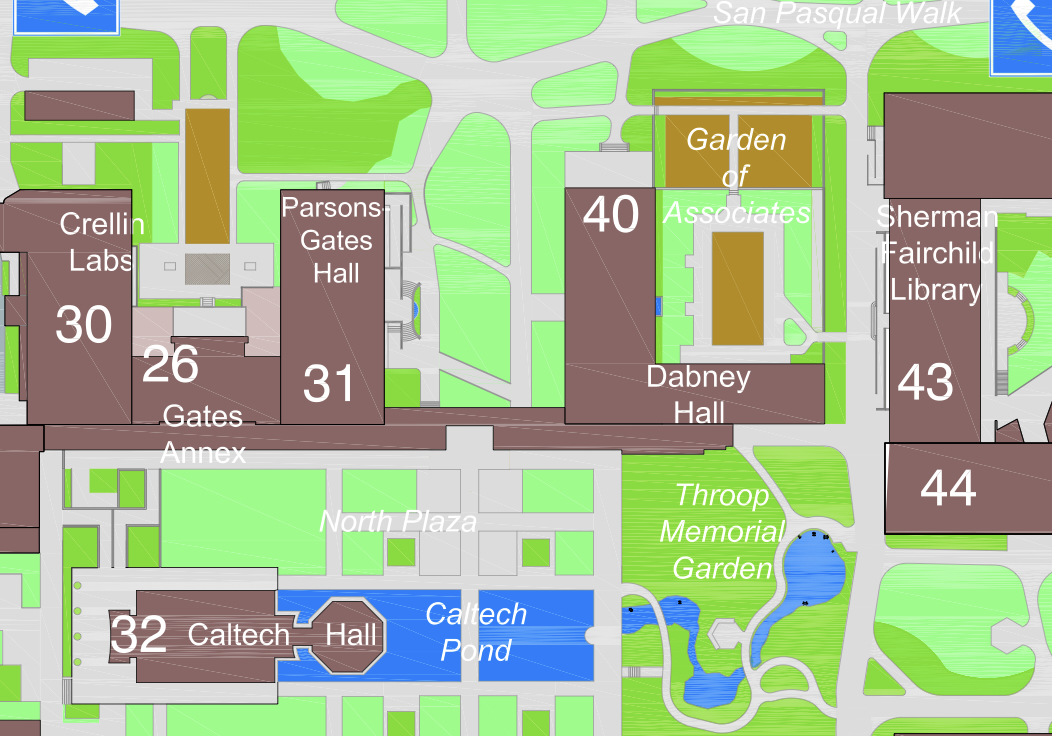 Caltech Campus Map showing Dabney Hall and Gates Annex