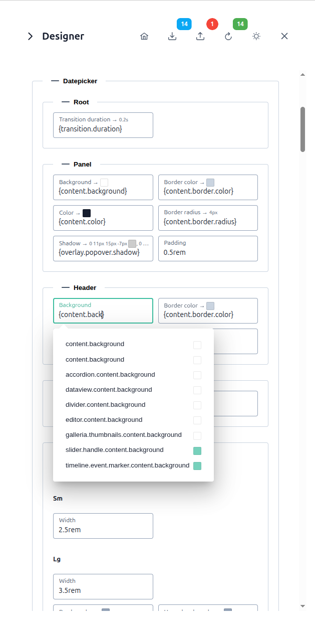Theme designer screenshot