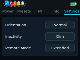 Settings tab