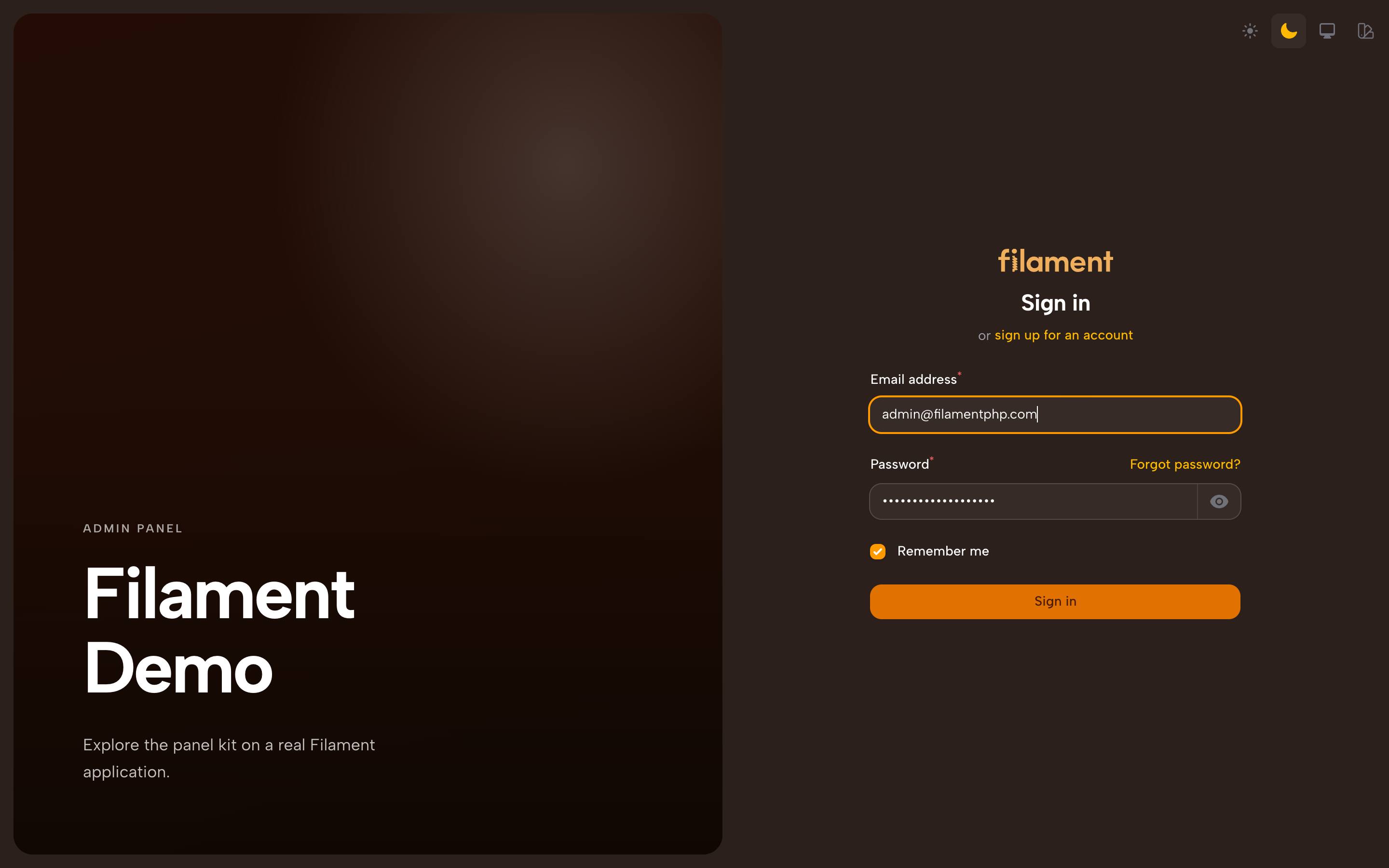 Canvas, dark mode, the sign-in screen