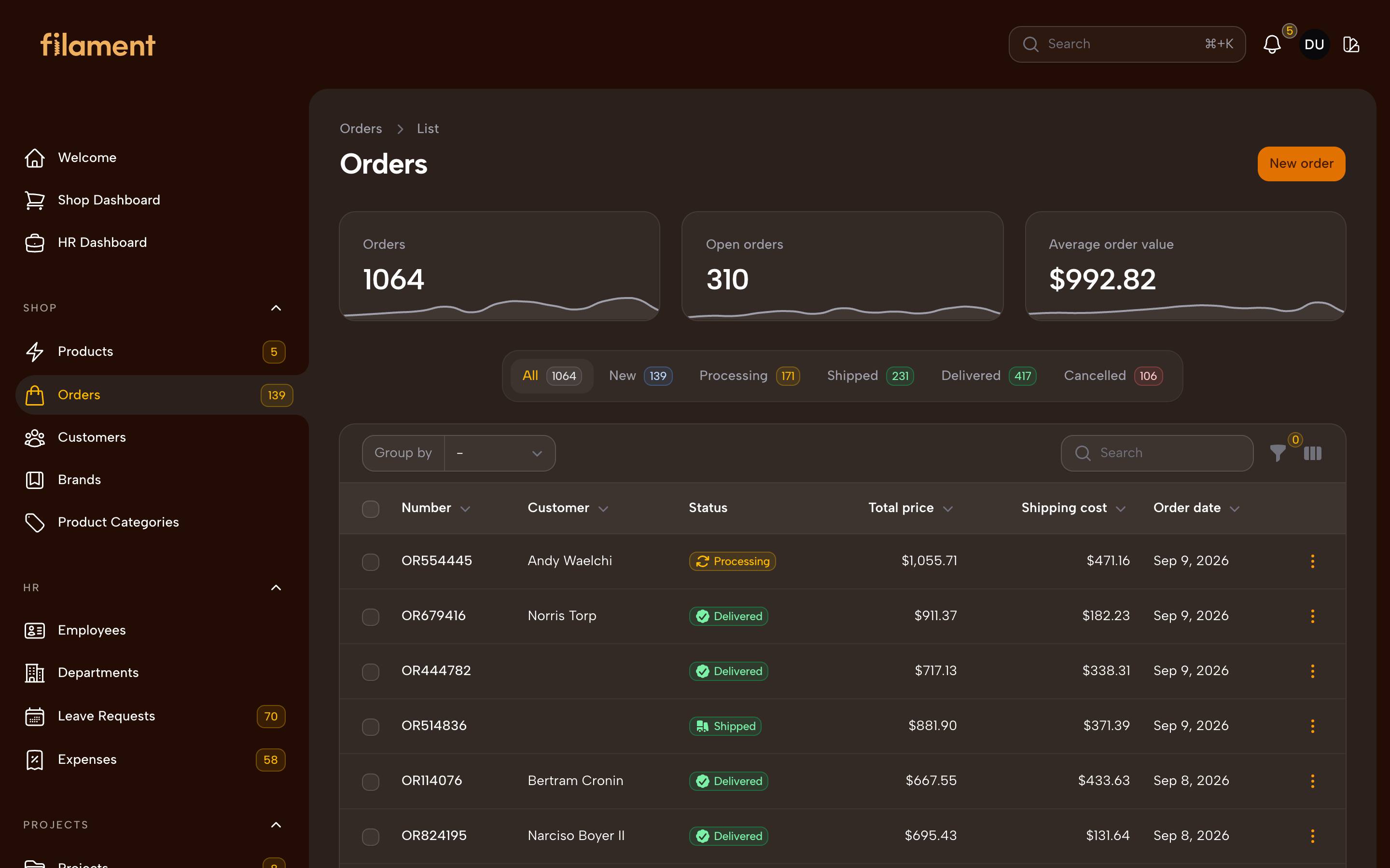 Canvas, dark mode, a table view