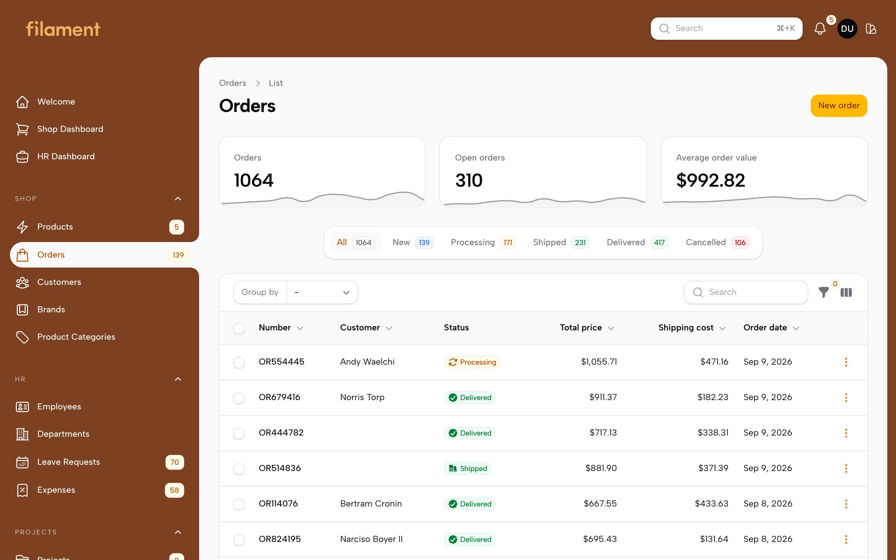 Canvas, light mode, a table view