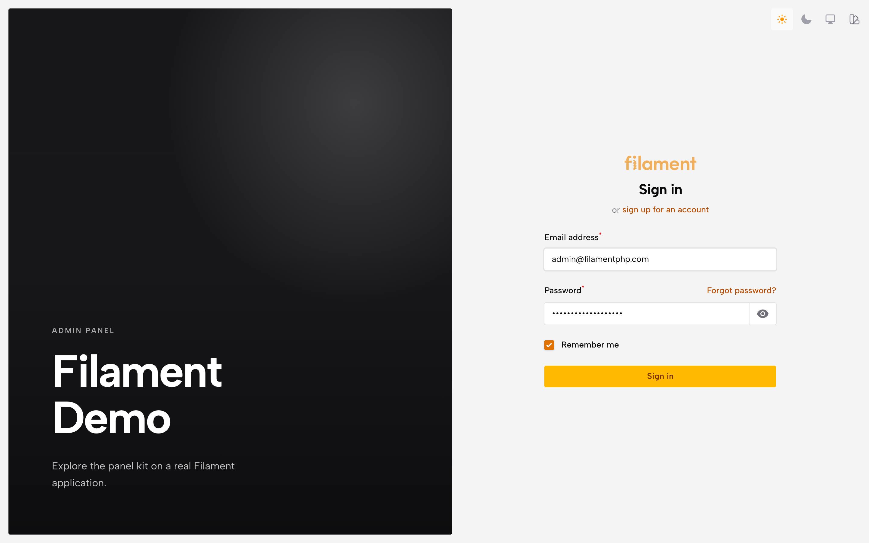 Flat, light mode, the sign-in screen