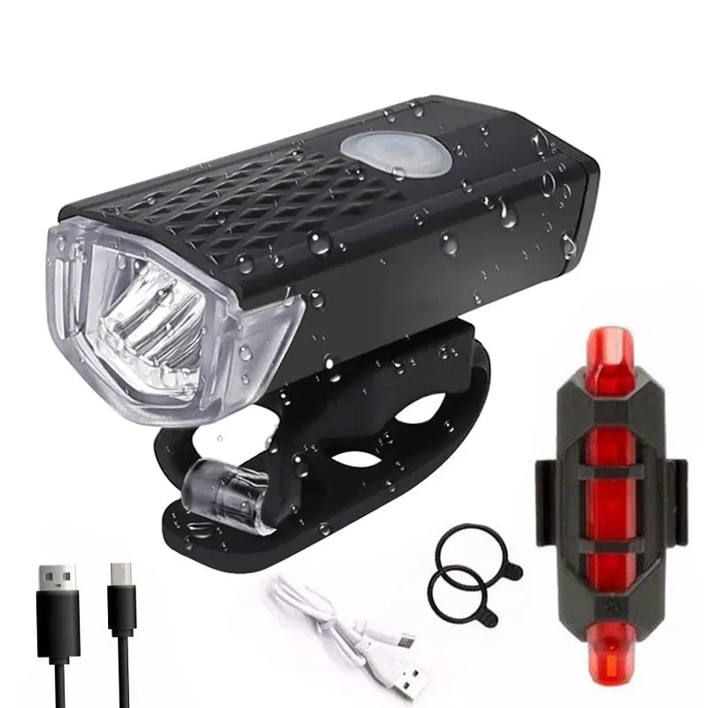 Product image - L1001-Premium USB Rechargeable Bike Light Set: Front & Taillight