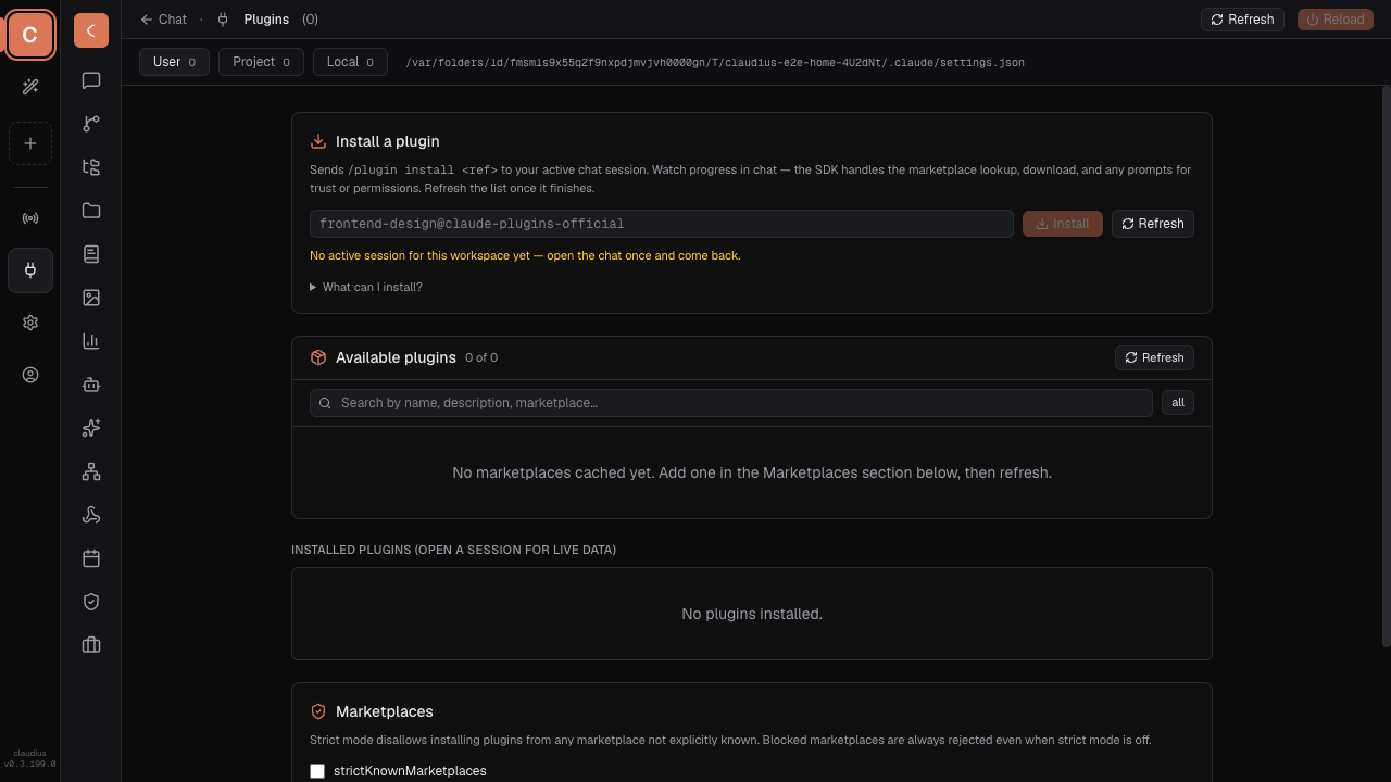 Plugins page