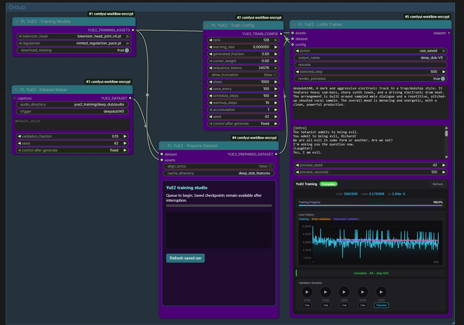 YuE2 AR LoRA training workflow in ComfyUI