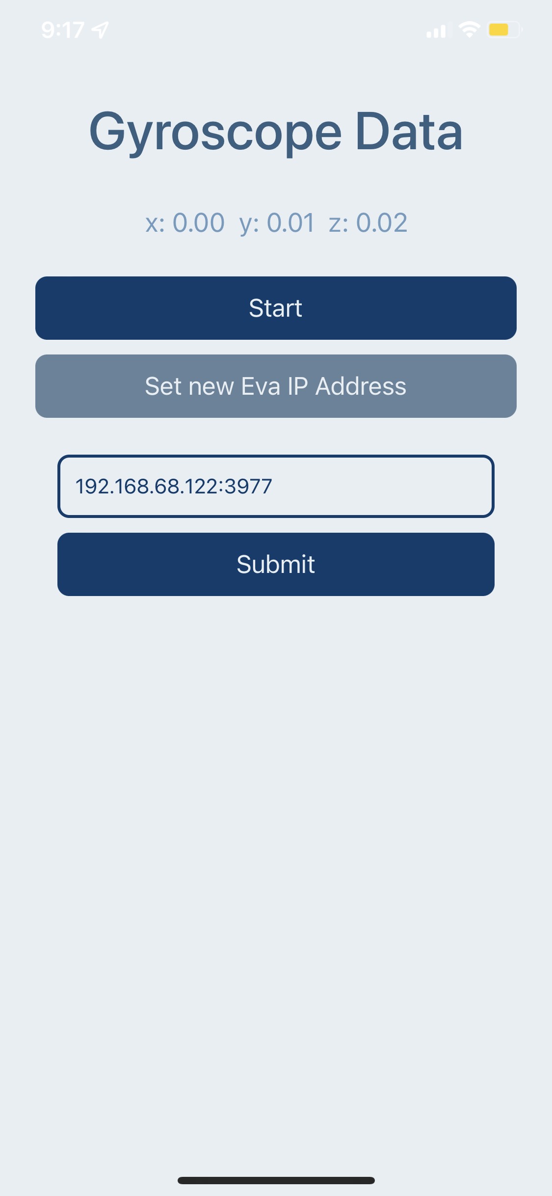 Setting a new IP address for eva