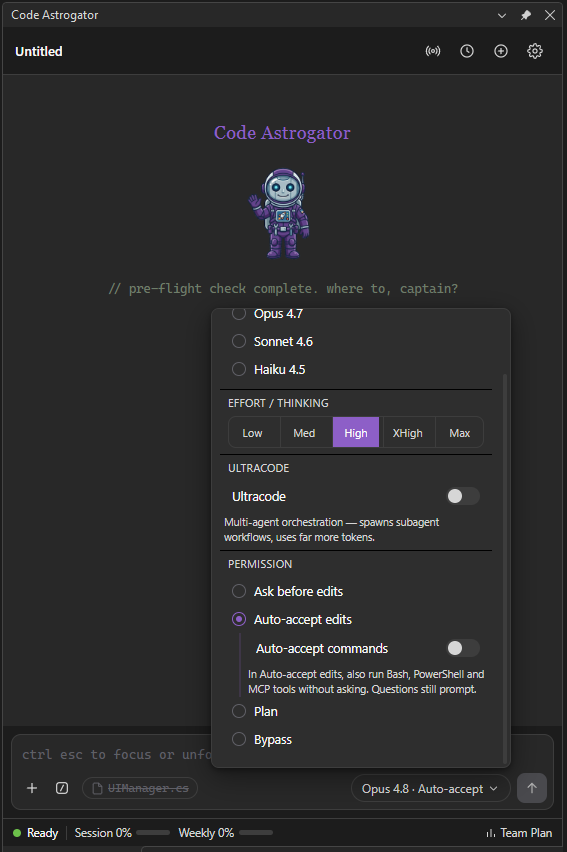 Permission modes with the Auto-accept commands sub-toggle