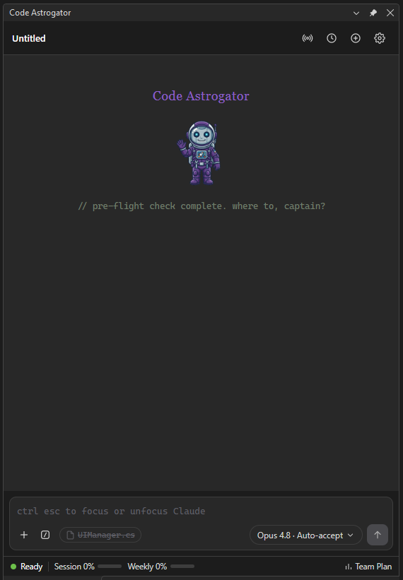 Code Astrogator chat panel docked in Visual Studio 2026