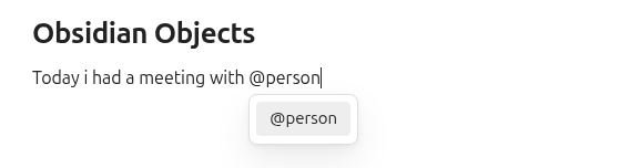Objects screenshot — Suggestion list for selecting an object type