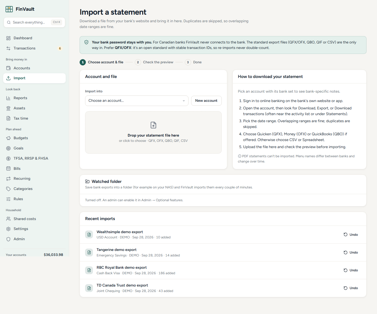 Statement import