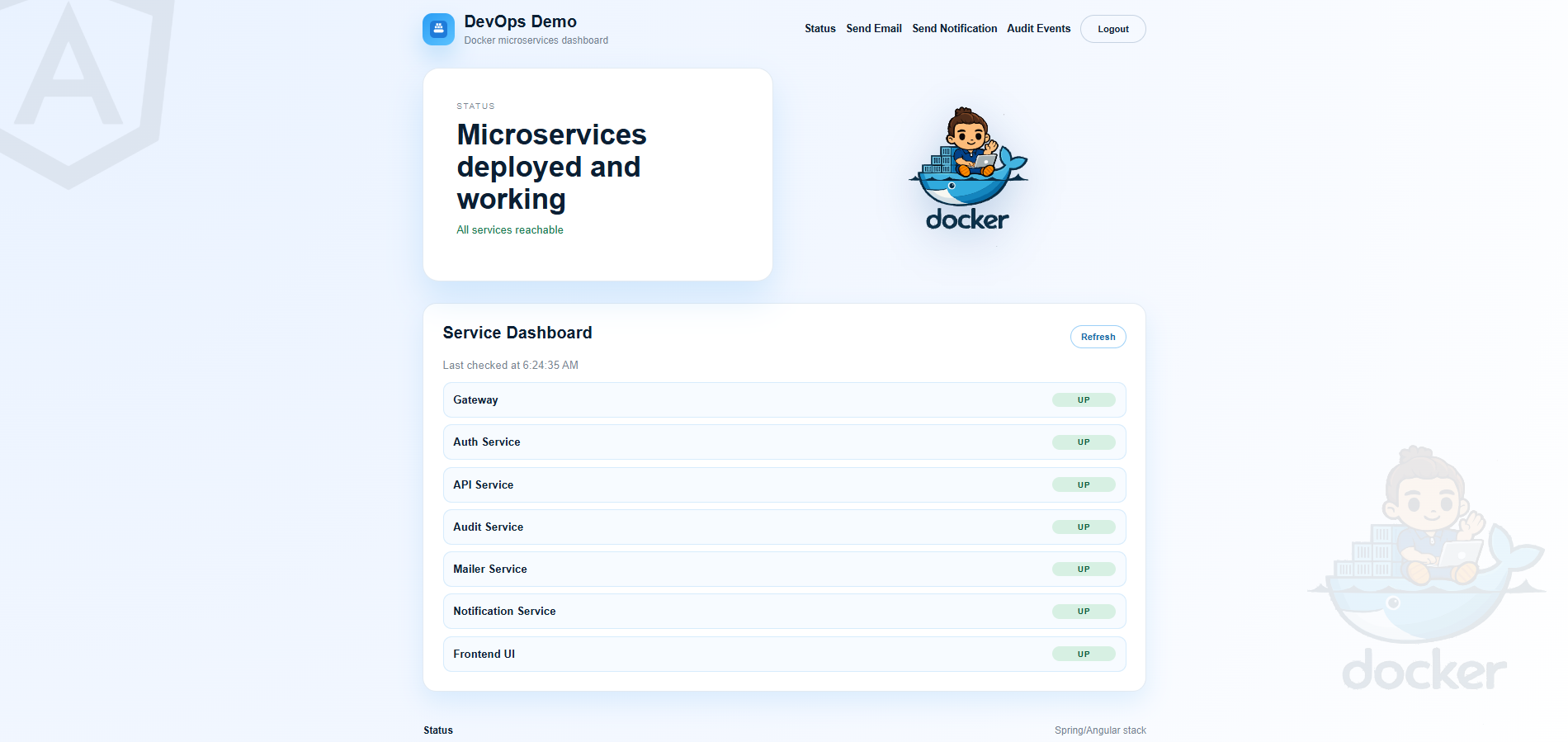 Aperçu UI mini-microservices Spring Angular