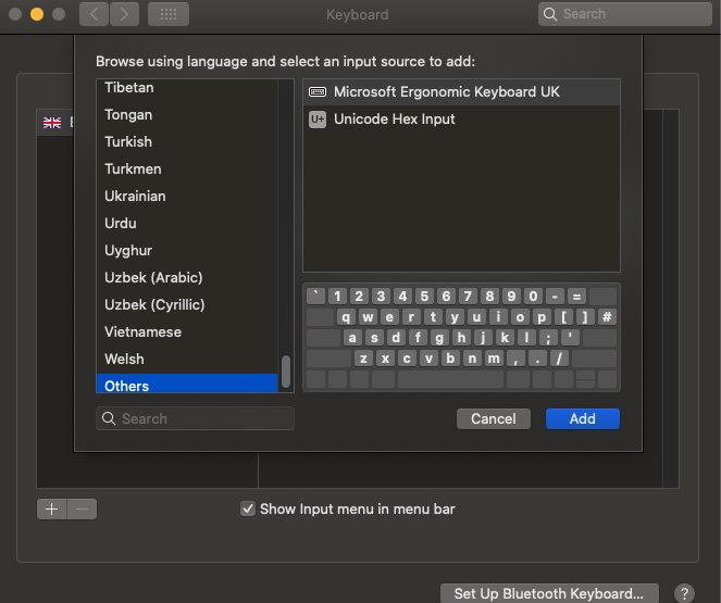 Screenshot showing the new keyboard map