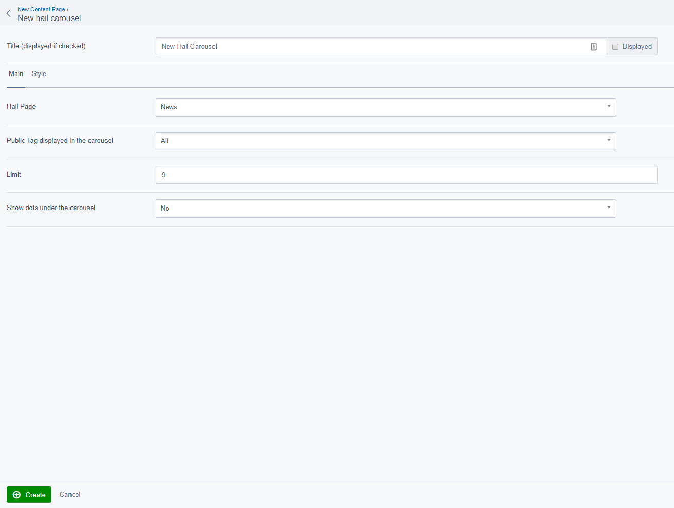 Hail Carousel config 1