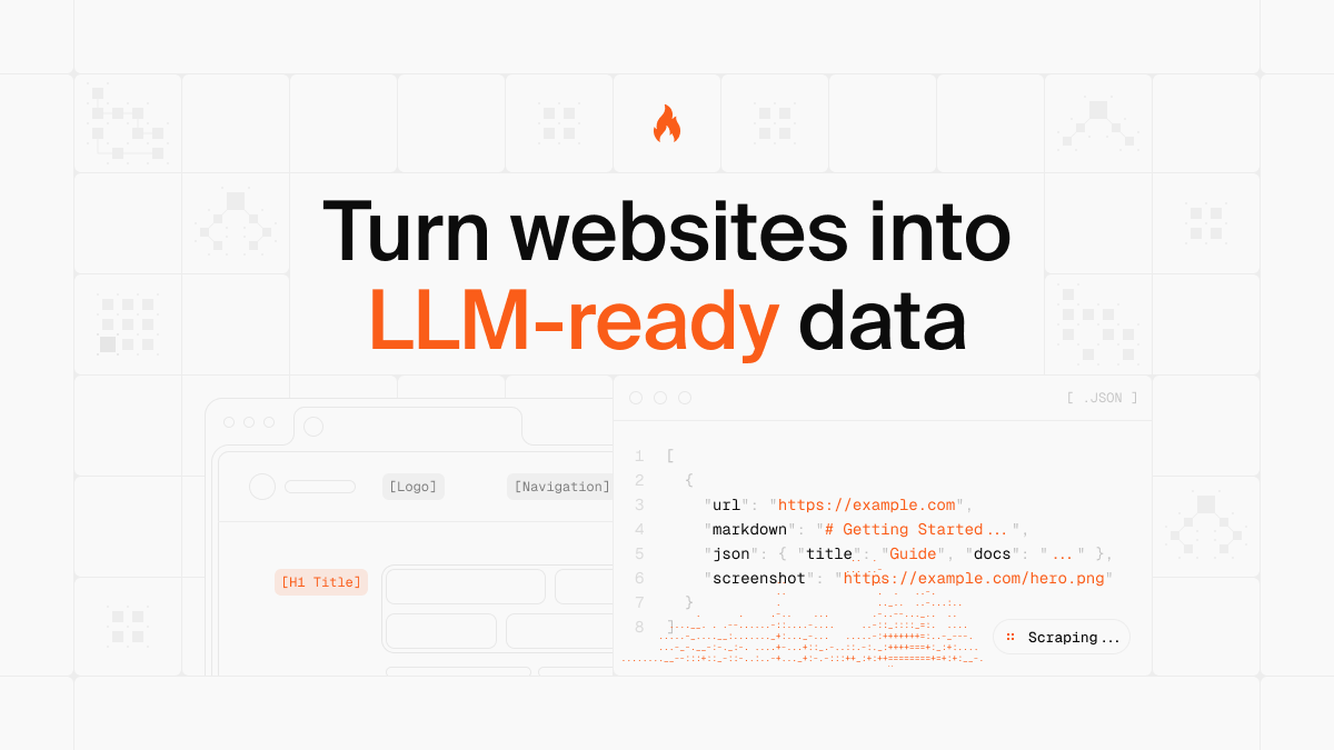 Firecrawl visual showing websites turned into LLM-ready data