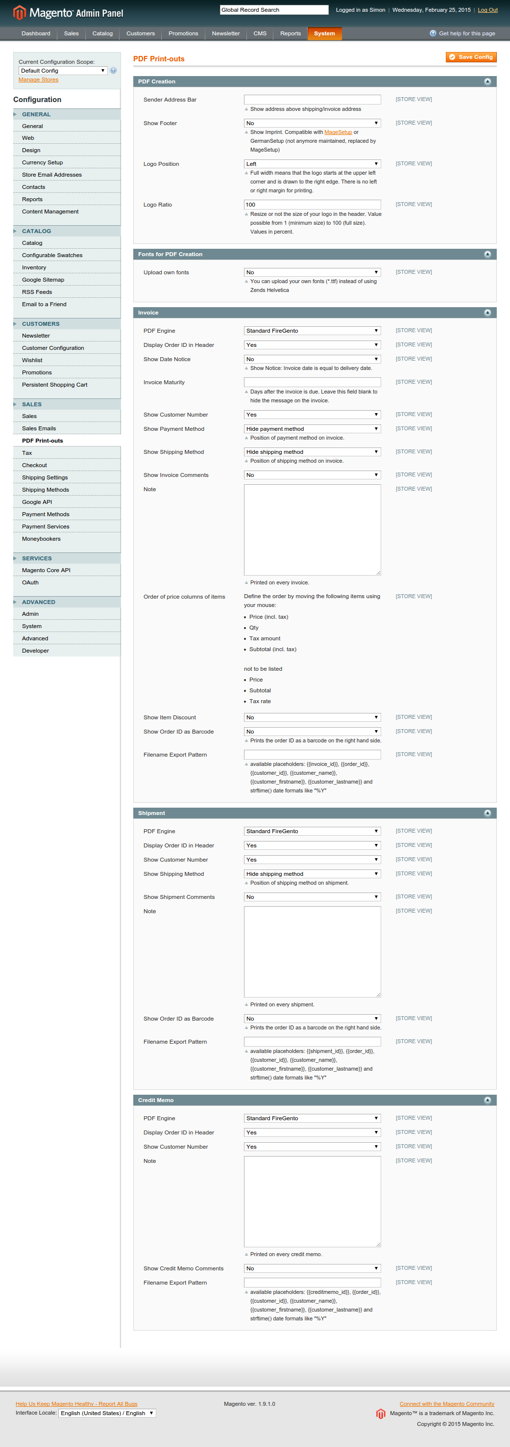 FireGento Pdf Configuration