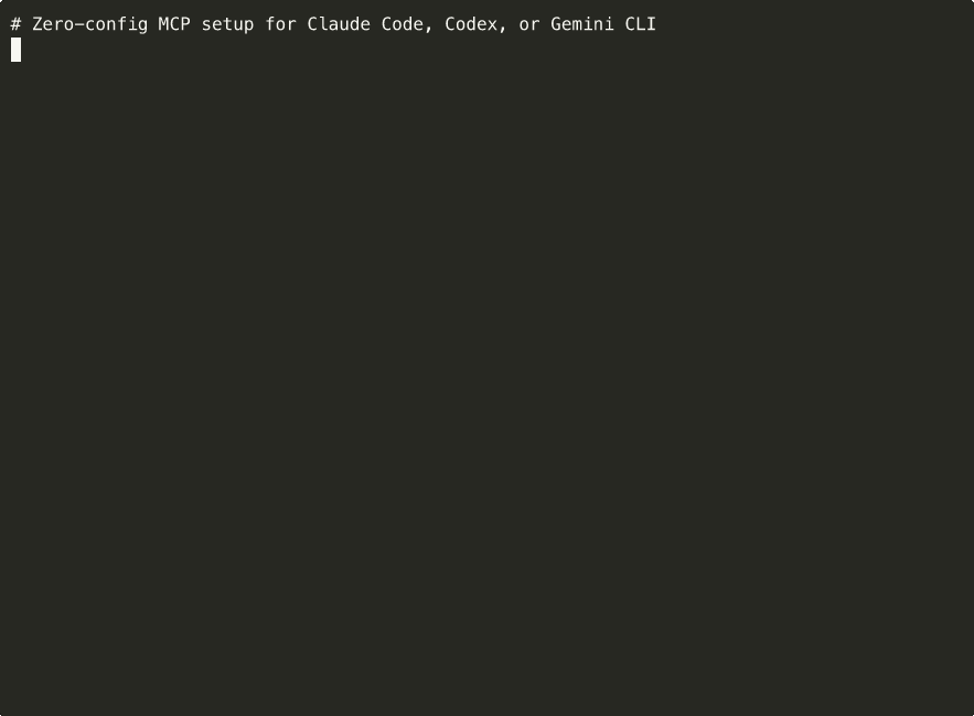 MCP setup: one command, zero config