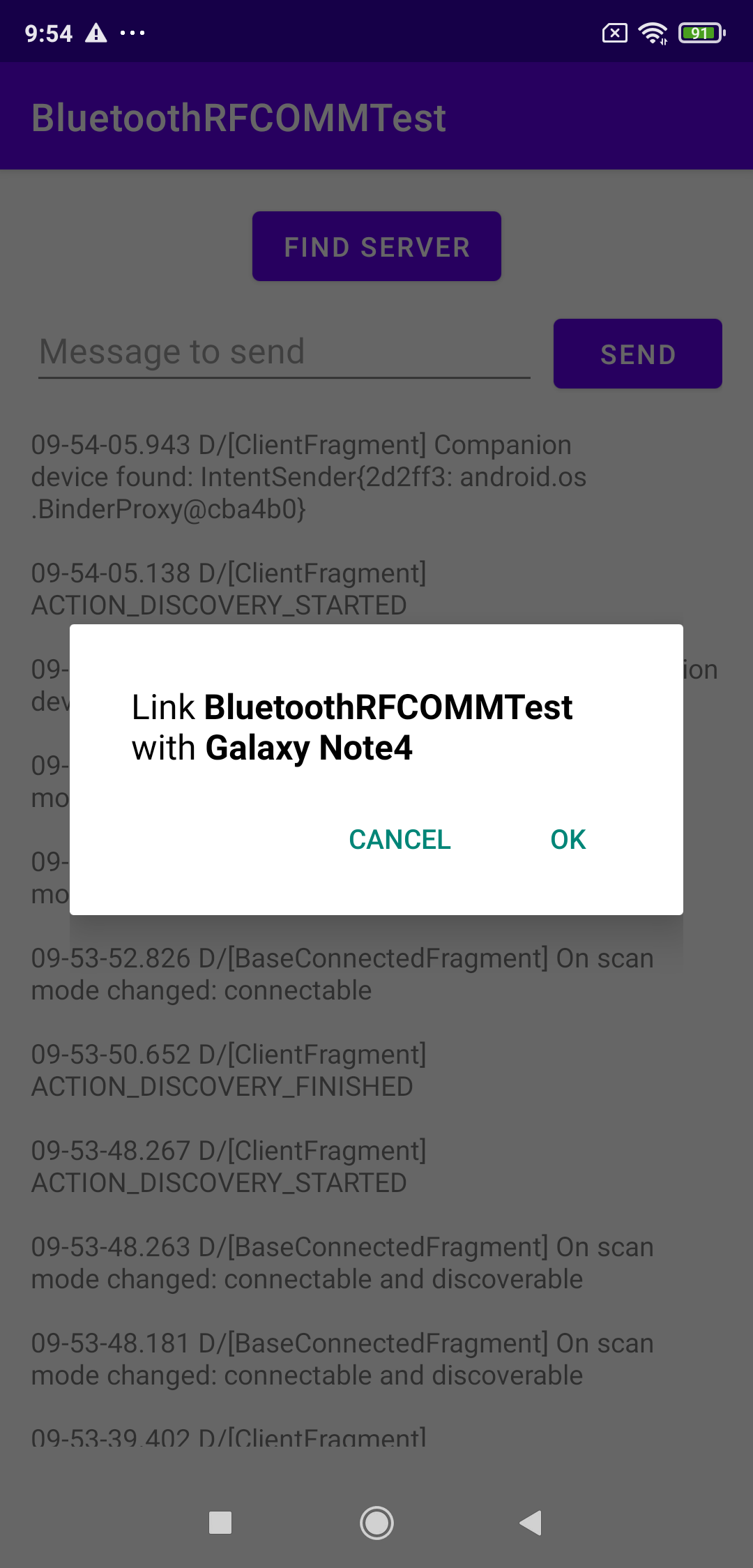 The comfirming dialog for linking with a companion device