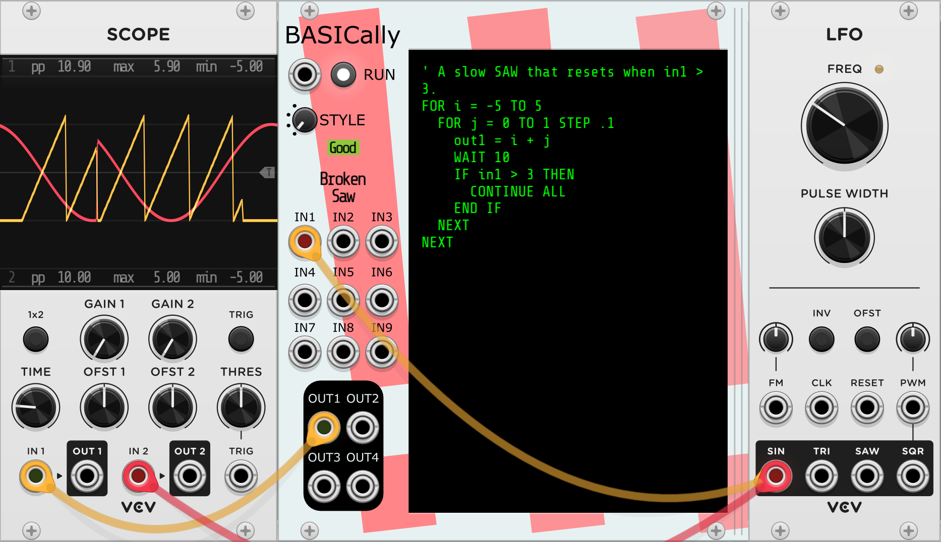 SAW wave that resets when an input > 3 image