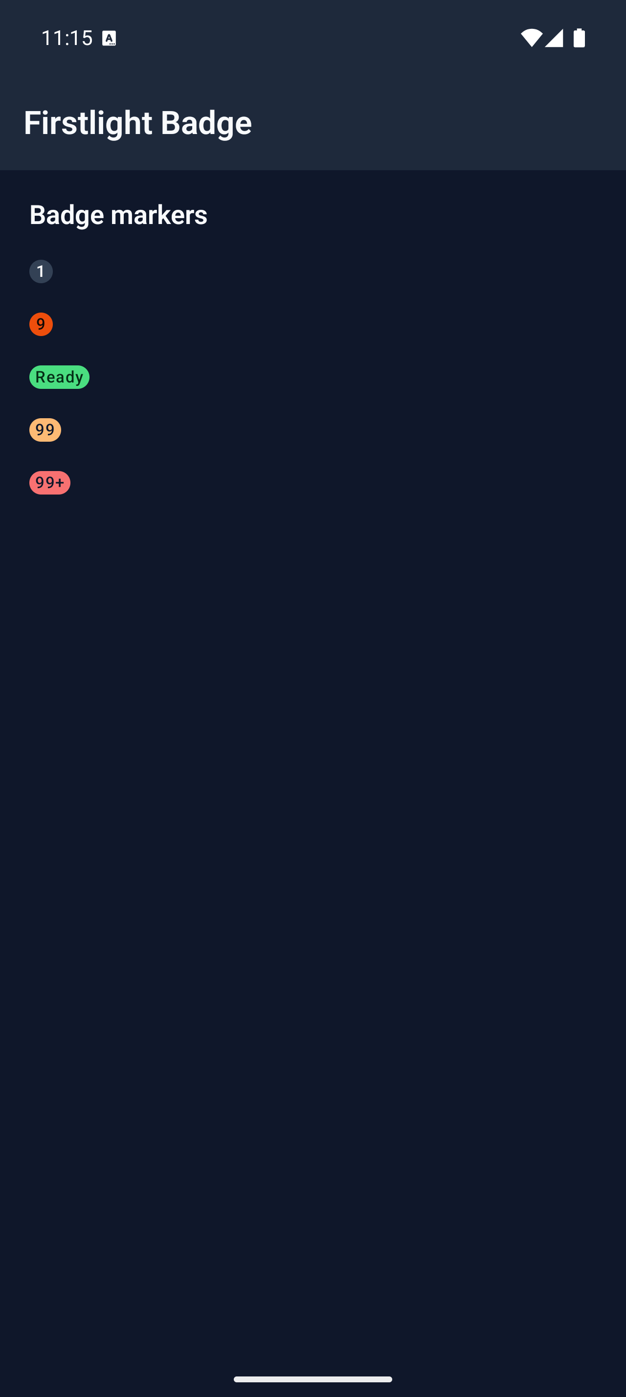 Firstlight Badge rendered on Android in dark mode