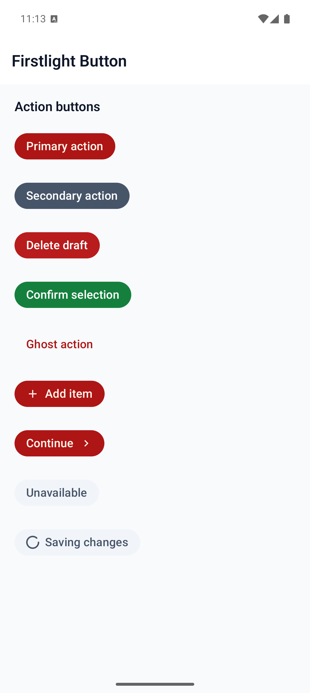 Firstlight Button rendered on Android