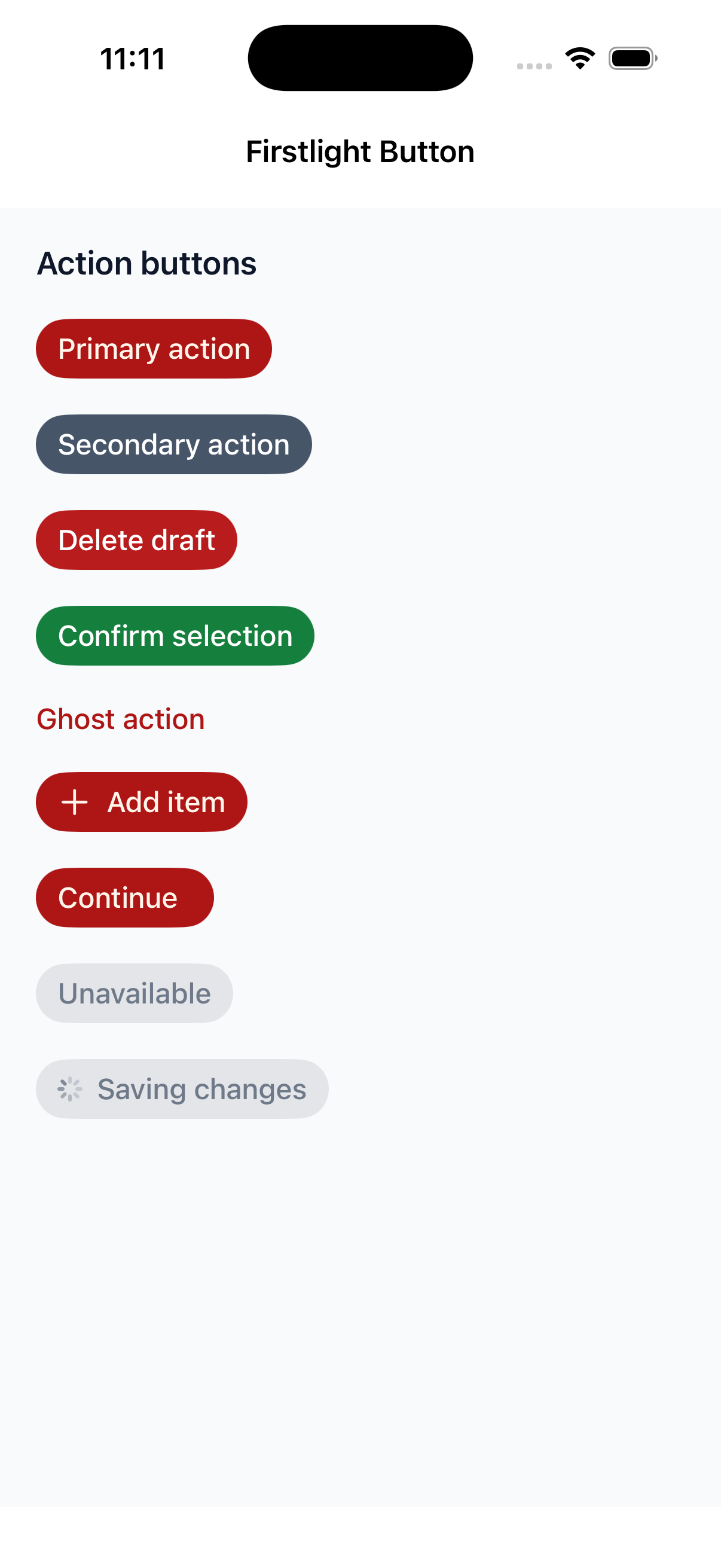 Firstlight Button rendered on iOS