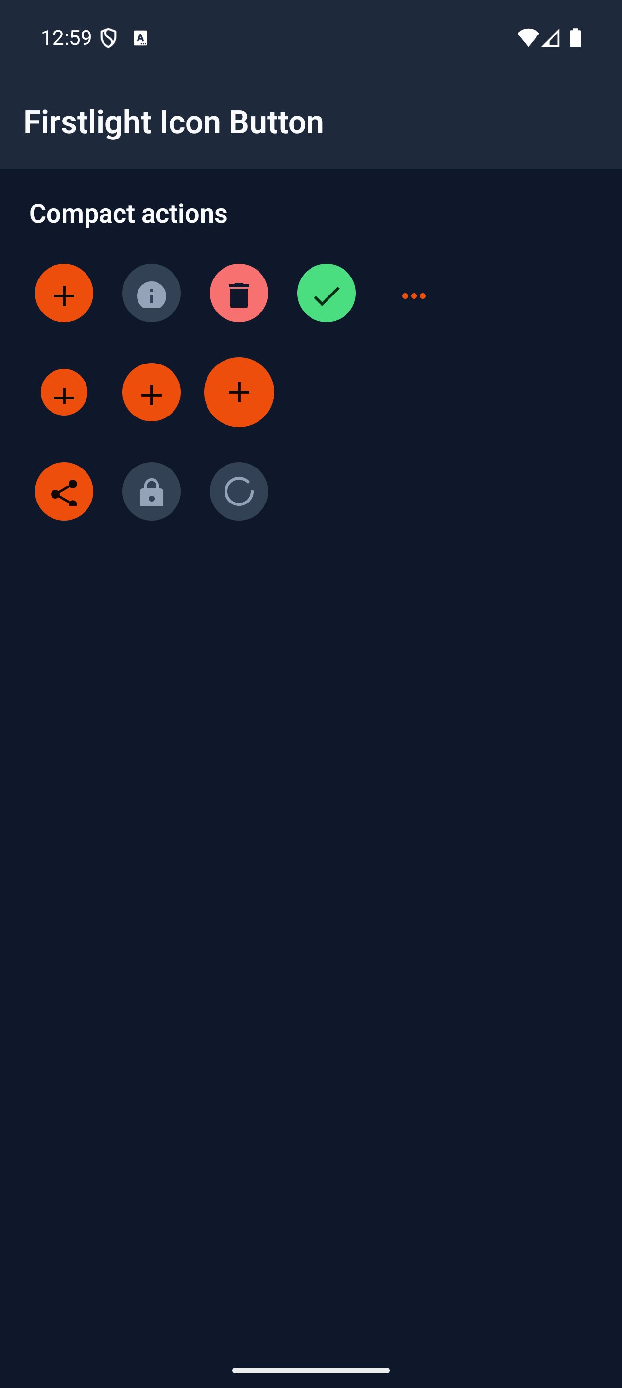 Firstlight Icon Button rendered on Android in dark mode
