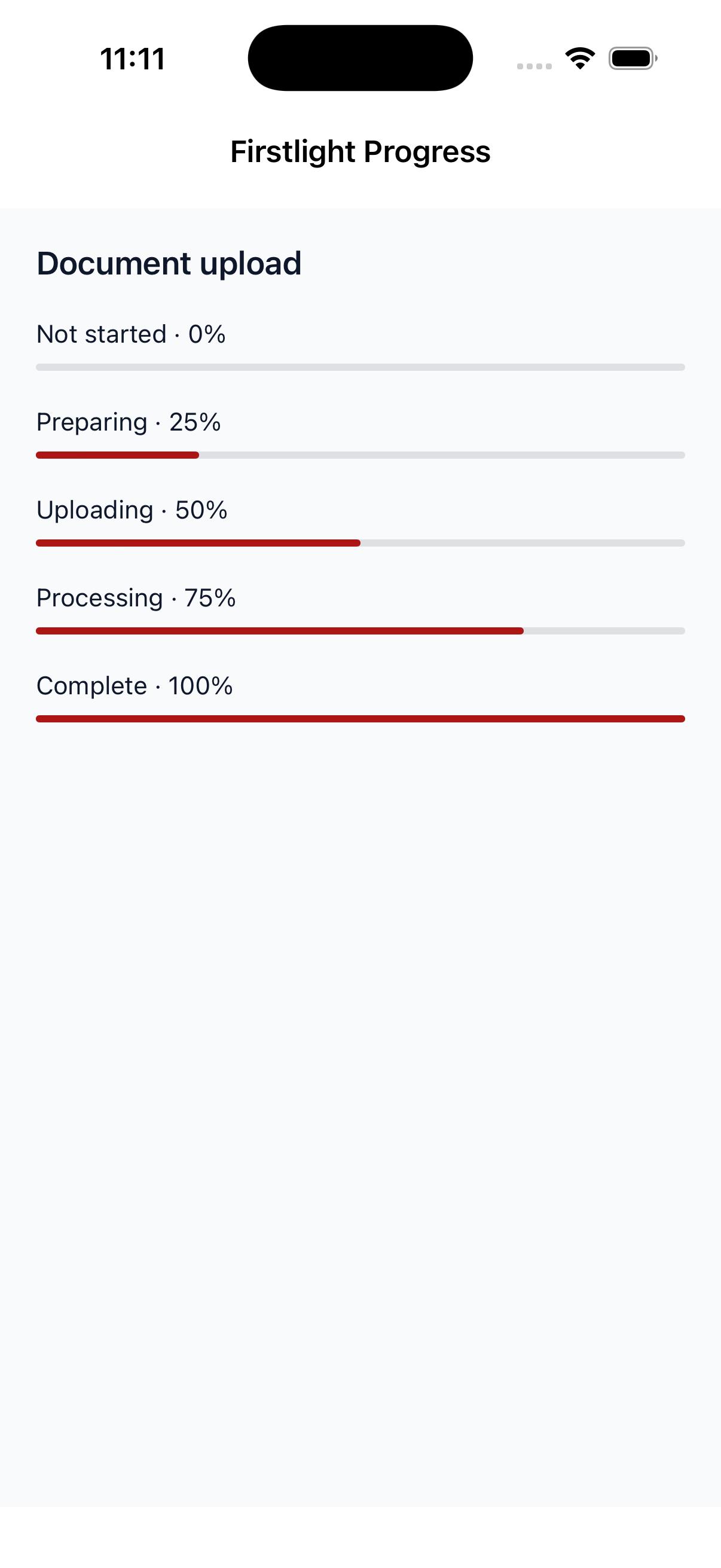 Firstlight Progress rendered on iOS