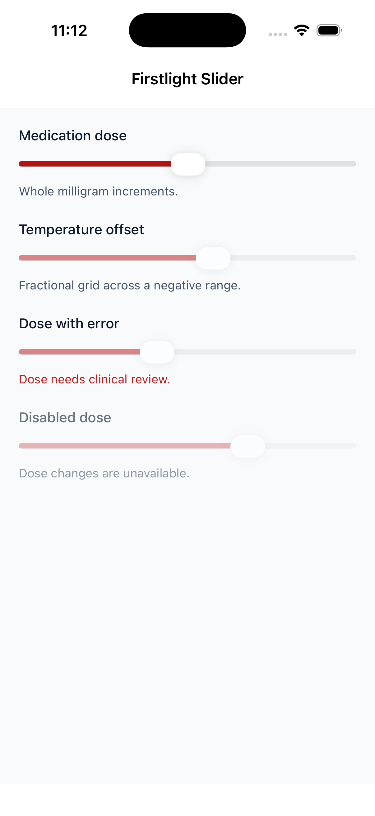 Firstlight Slider rendered on iOS