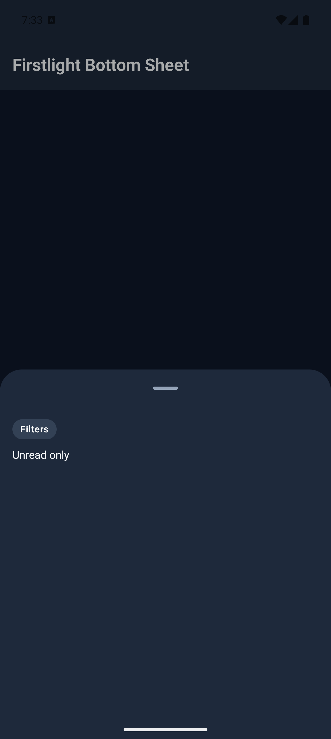 Firstlight Bottom Sheet rendered on Android in dark mode