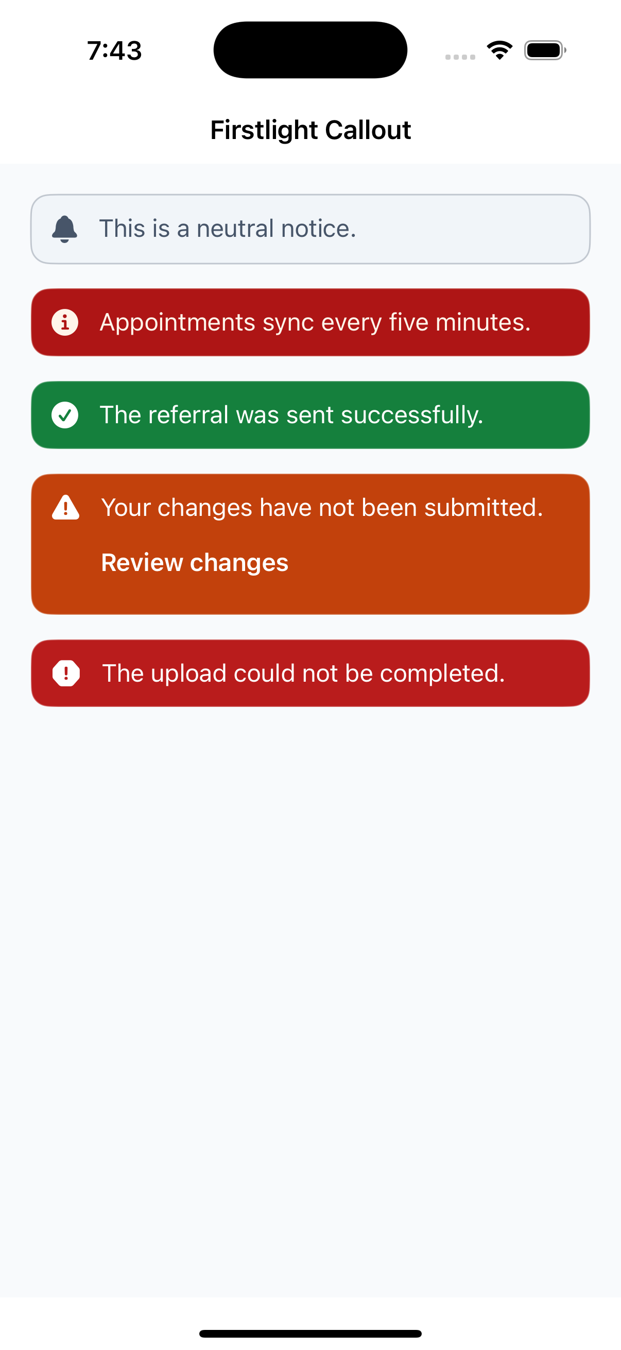 Firstlight Callout rendered on iOS