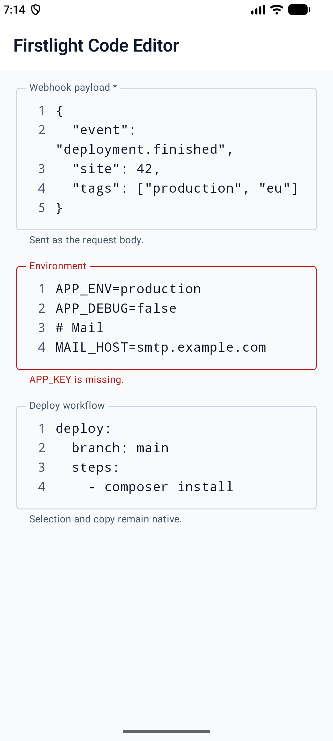 Code Editor on Android in light mode