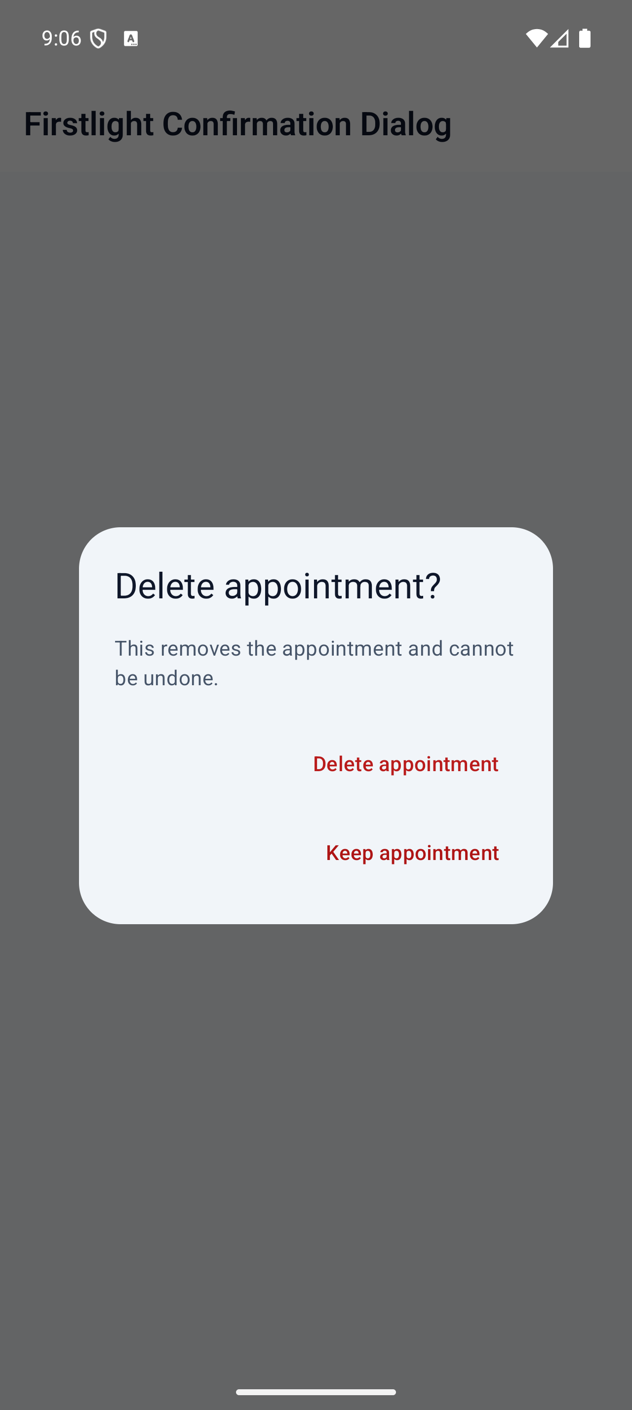 Confirmation Dialog on Android in light mode
