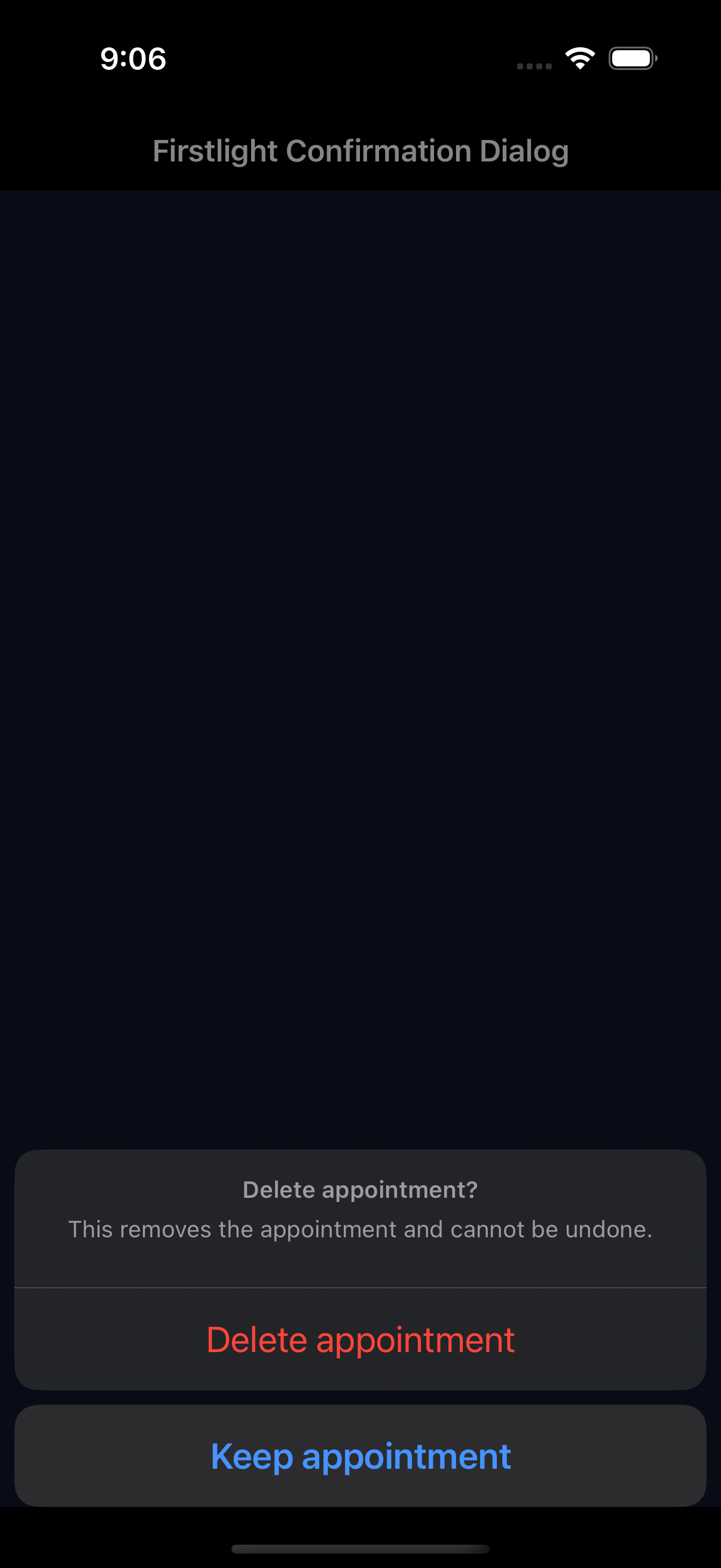 Confirmation Dialog on iOS in dark mode