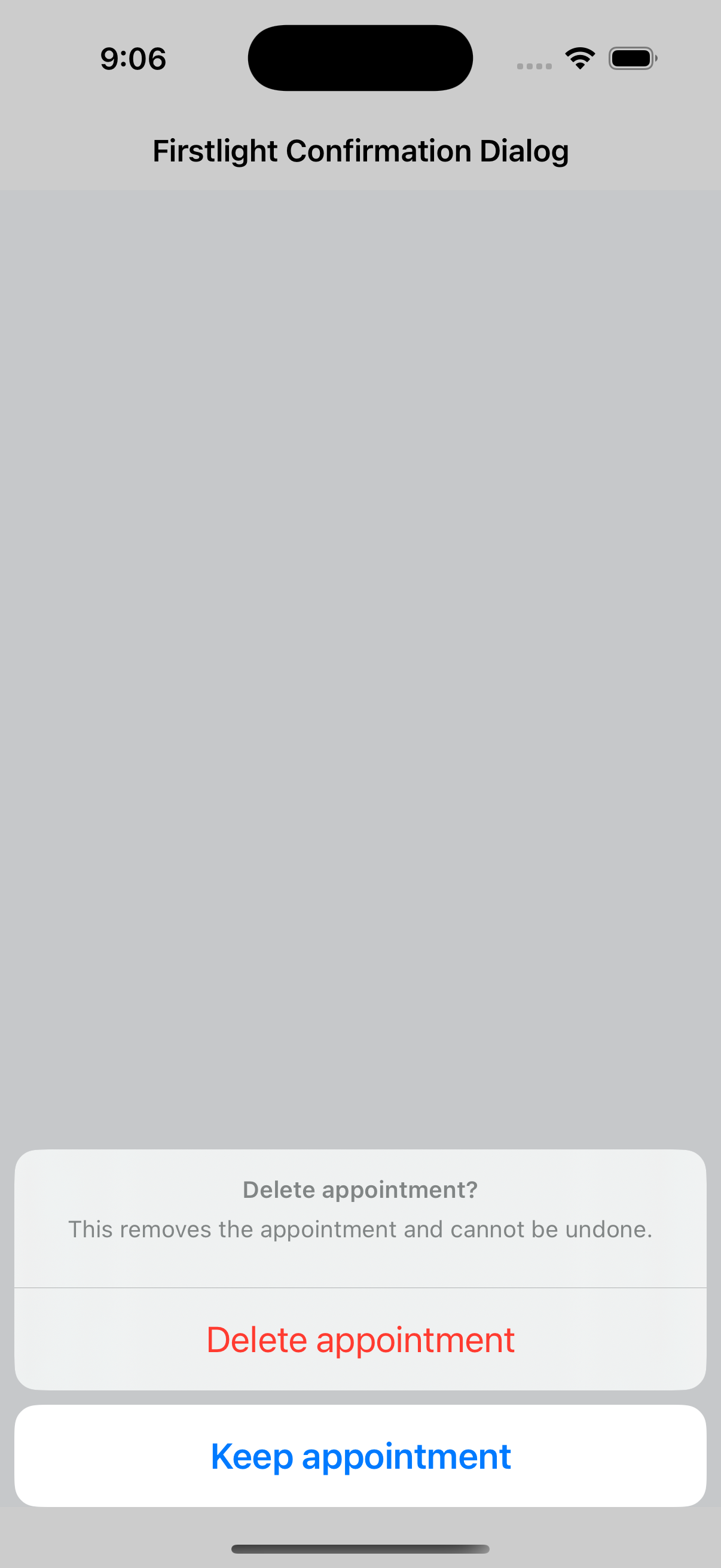 Confirmation Dialog on iOS in light mode