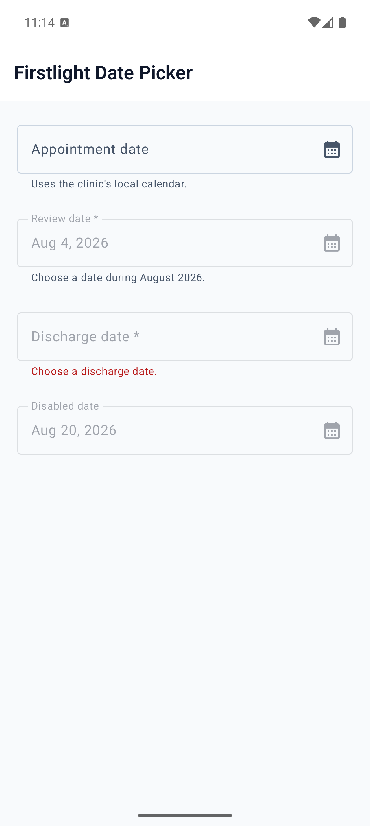 Date Picker on Android in light mode