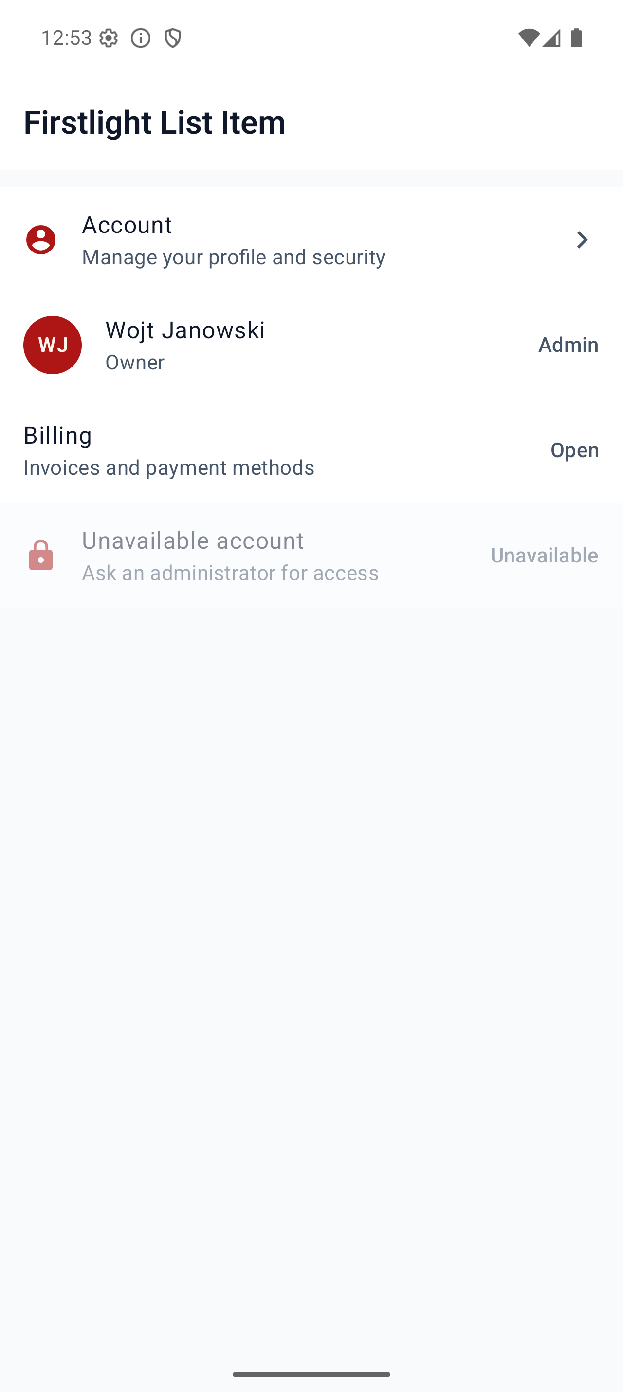 List Item on Android in light mode