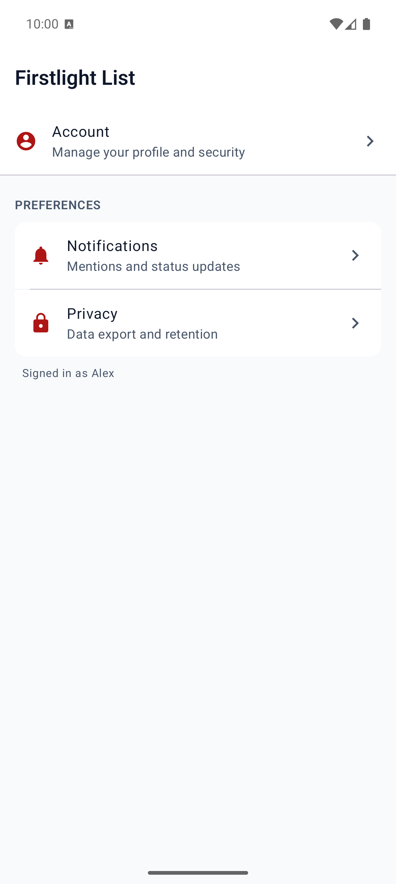 List Section on Android in light mode
