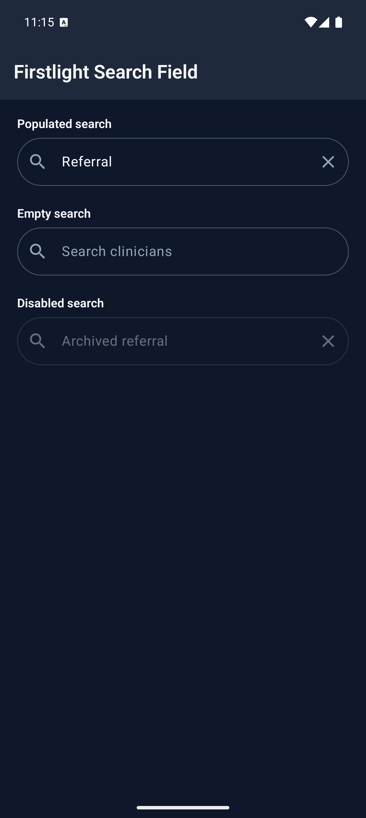 Search Field on Android in dark mode