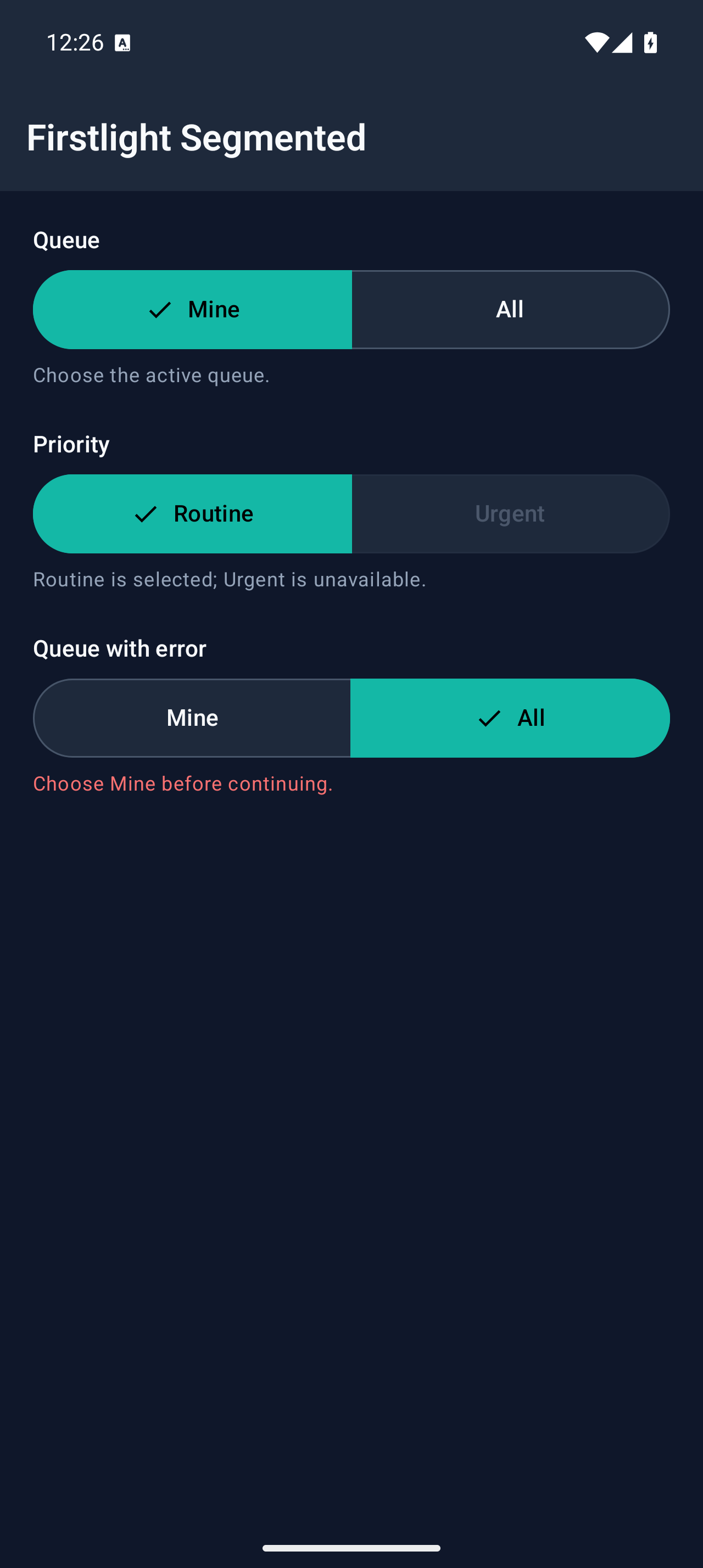 Segmented on Android in dark mode