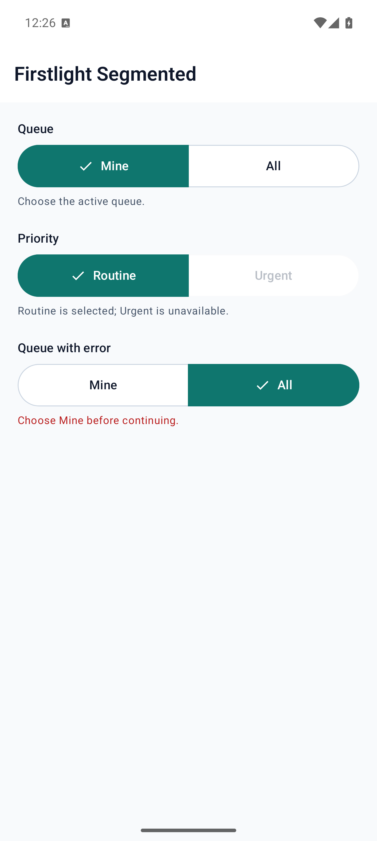 Segmented on Android in light mode