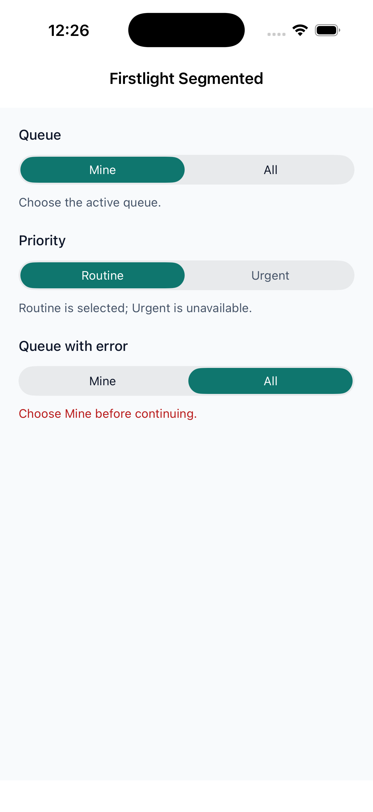 Segmented on iOS in light mode