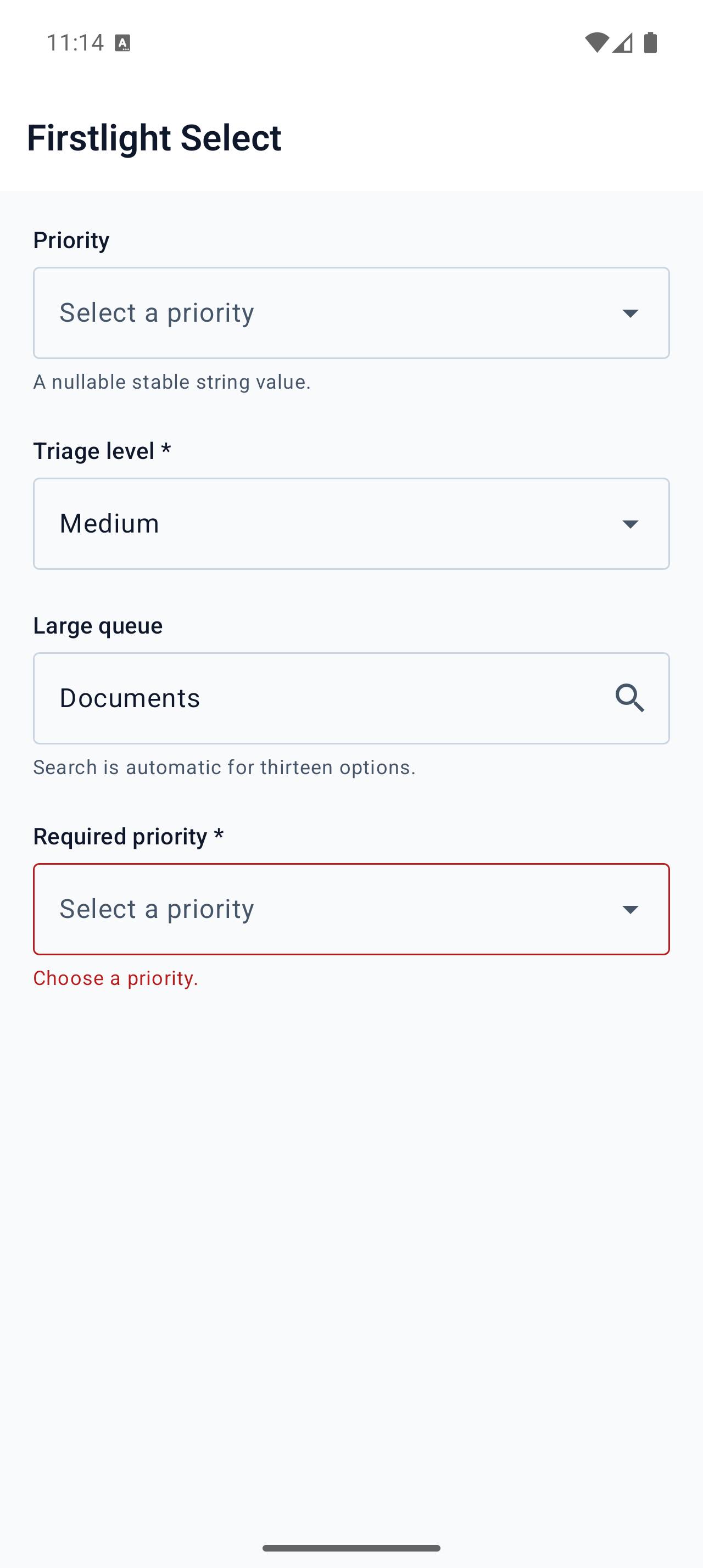 Select on Android in light mode