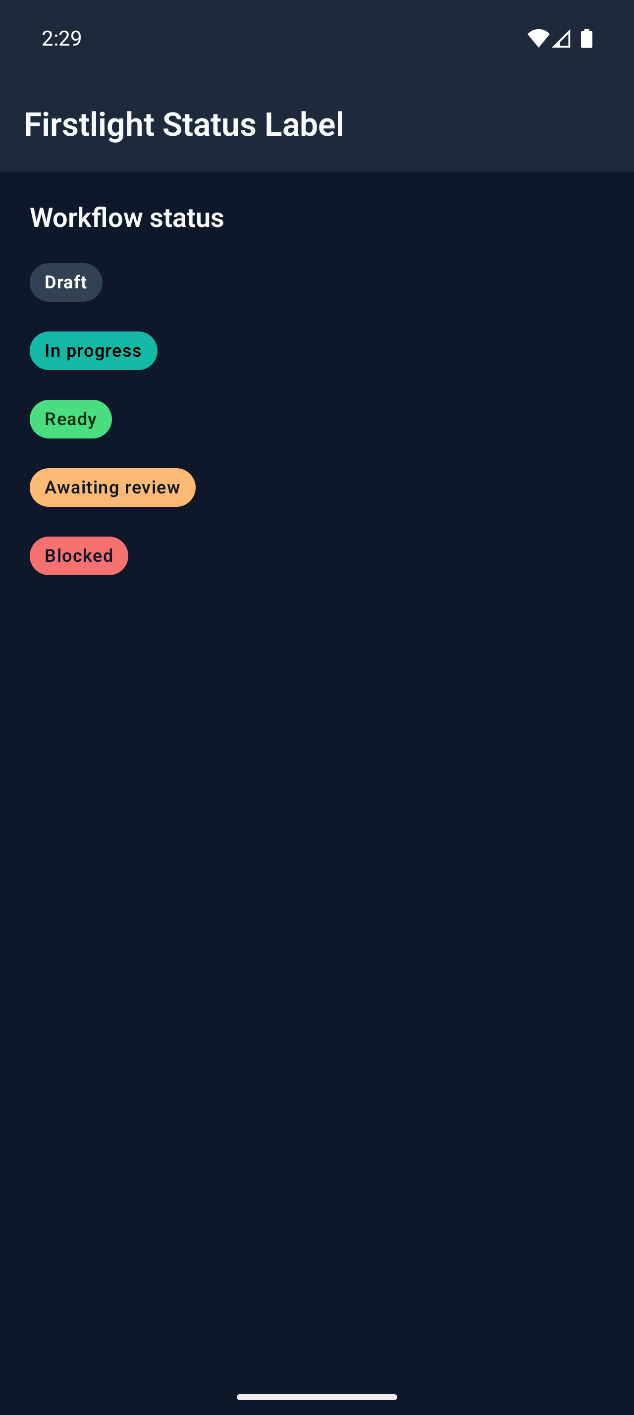 Status Label on Android in dark mode