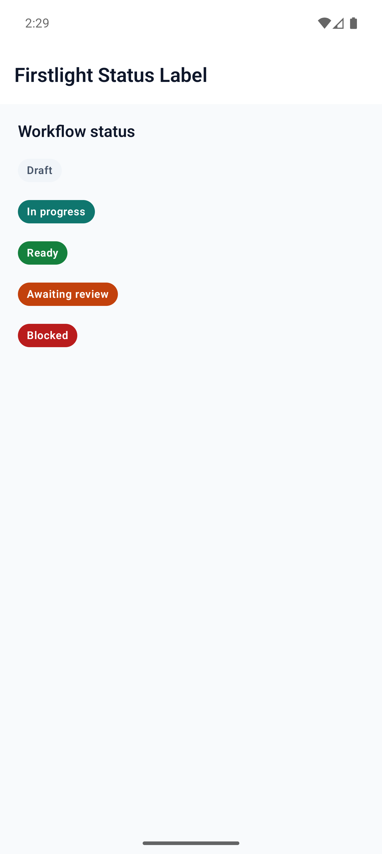 Status Label on Android in light mode